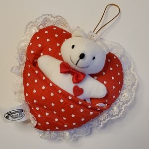 Plush Red Heart with Bear